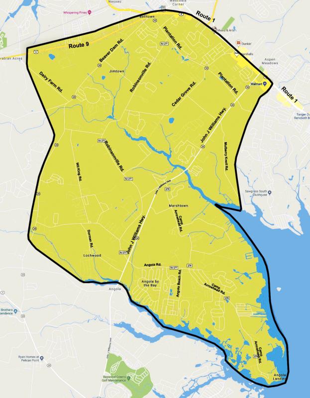 The proposed Henlopen Transportation Improvement District encompasses 24 square miles. CHRIS FOSTER GRAPHIC